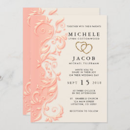 Convite Casamento de Peach Floral Swirl