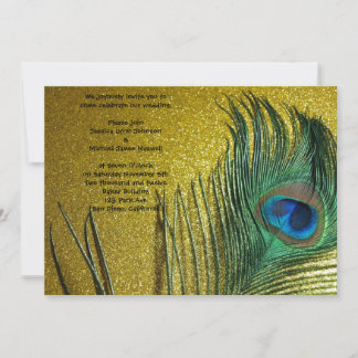 Convite Casamento de Peacock Amarelo Ouro