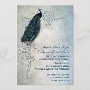 Convite Casamento de Peacock Scroll