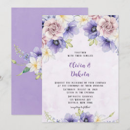 Convite Casamento de Pedagogia Floral Violet Purple Waterc