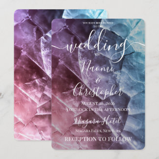 Convite Casamento de Pedra Roxa Rosa Azul Personalizado