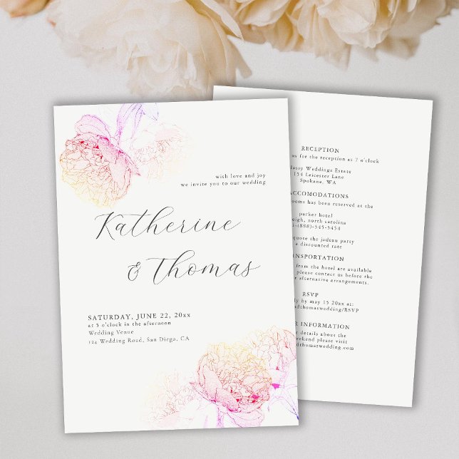 Convite Casamento de pedras Rosa Arco-Íris Elegante Chic T (Criador carregado)