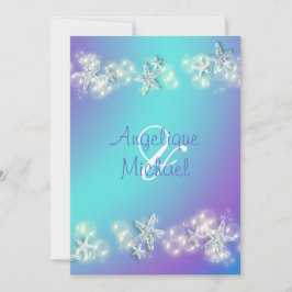 Convite Casamento de peixe-estrela da praia azul-roxa