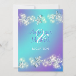 Convite Casamento de peixe-estrela da praia azul-roxa