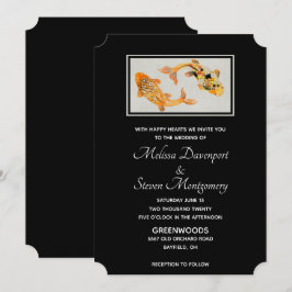 Convite Casamento de Peixe Koi Dourado Elegante