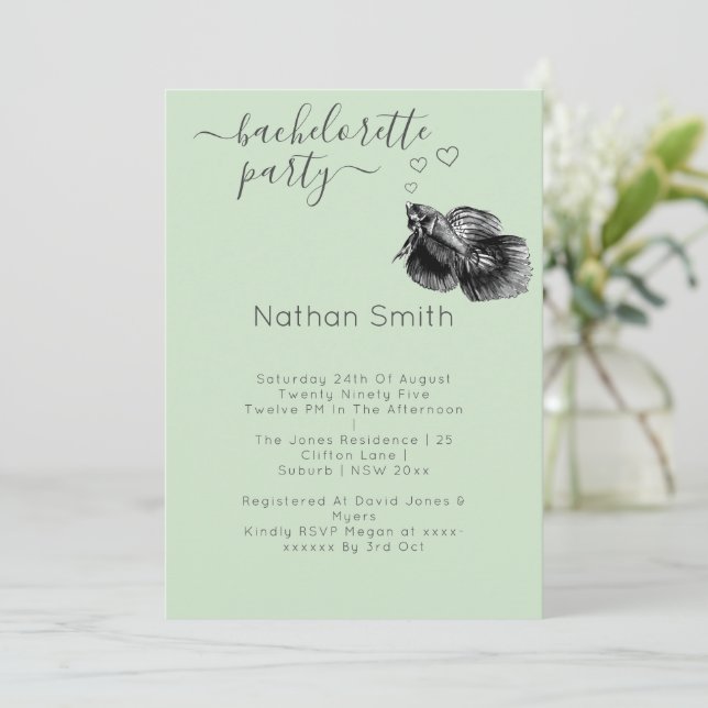 Convite Casamento de Peixes de Neurocoloração Negra Elegan (Em pé/Frente)