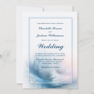 Convite Casamento de Pele Azul Elegante