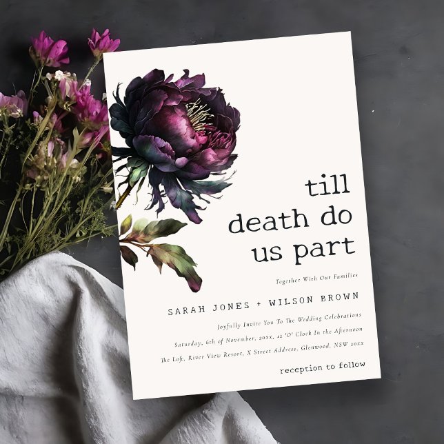 Convite Casamento de Pele Negra-Negra-Púrpura-Escuro Moody (Criador carregado)