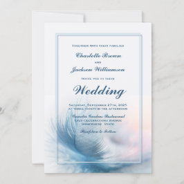 Convite Casamento de pena azul