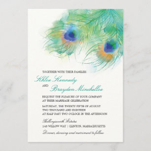 Convite Casamento de Penas com Aquarela