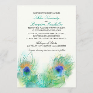 Convite Casamento de Penas com Aquarela