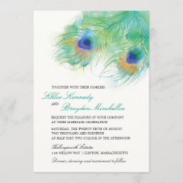 Convite Casamento de Penas de Aquarela