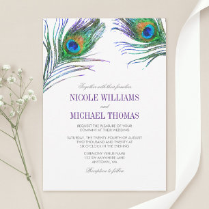 Convite Casamento de Penas de Aquarela