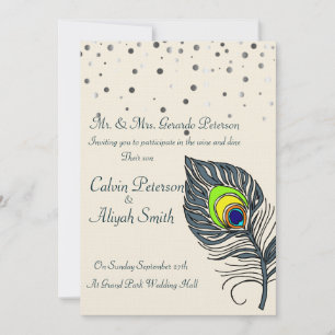 Convite Casamento de Penas de Penas de Pancos de Silver Gl