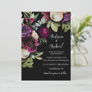 Convite Casamento de Peões Florais Elegantes