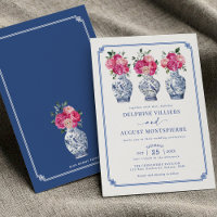 Casamento de Peões Rosa-Rosa-Rosa-Chinoiserie Azul