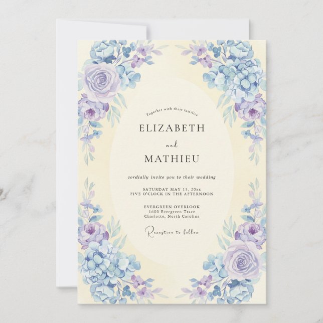 Convite Casamento de Peônia Âmbar Violeta (Frente)