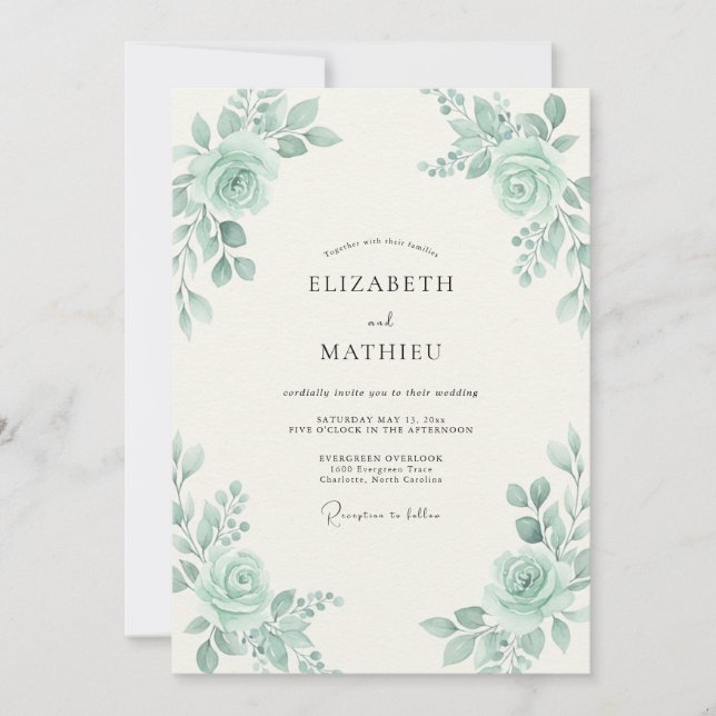 Convite Casamento de Peônia Celadão Suave (Frente)
