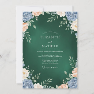 Convite Casamento de Peônia Esmeralda Escura