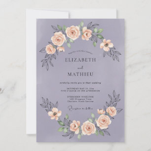 Convite Casamento de Peônia Lavanda Empoeirada