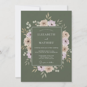 Convite Casamento de Peônia Oliva Malva