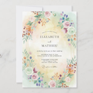 Convite Casamento de Peônia Pintada a Pastel