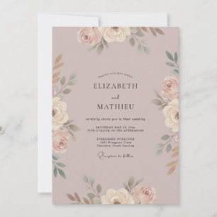Convite Casamento de Peônia Pintada de Malva