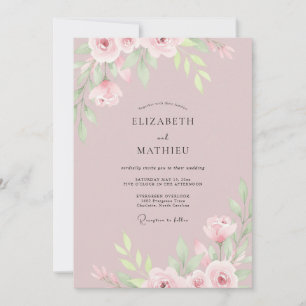 Convite Casamento de Peônia Rosa Pétala