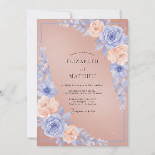 Convite Casamento de Peônia Terracota Suave Periwinkle