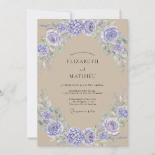 Convite Casamento de Peônia Violeta Bege