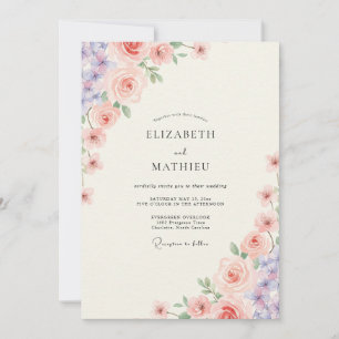 Convite Casamento de Peônia Violeta Blush