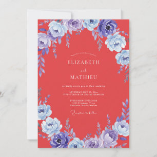 Convite Casamento de Peônia Violeta Coral