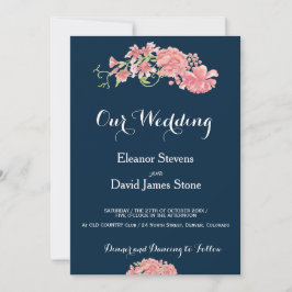 Convite Casamento de peonias florais florais editáveis