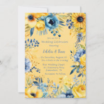 Casamento de Peony Amarelo Blue Watercolor