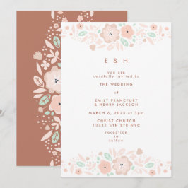 Convite Casamento de Pequenas Flores Elegante Mint Terraco