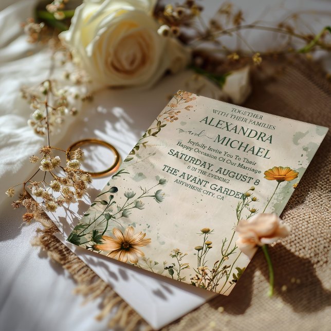 Convite Casamento de pequeno campo selvagem boho fofo (Criador carregado)