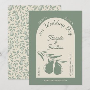 Convite Casamento de pera verde elegante
