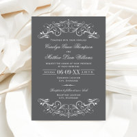 Casamento de Pergaminho Rebuscado Cinza e Branco