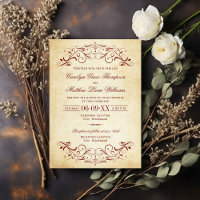 Casamento de Pergaminho Russo Vermelho Escuro Vint