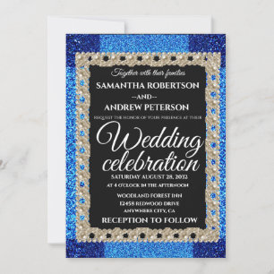 Convite Casamento de Pérolas com Folhas Azuis