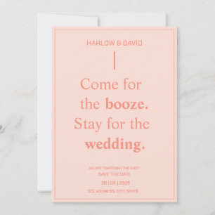 Convite Casamento de Pêssego Negrito Salve as Datas