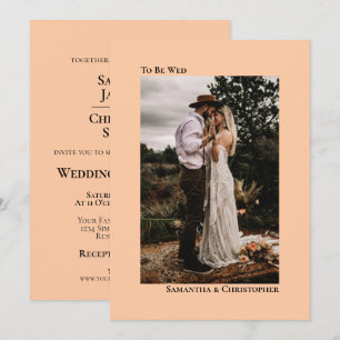 Convite Casamento de Pêssego Vertical Minimalista