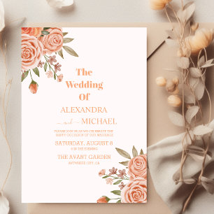 Convite Casamento de Pessegueira Floral de Aquarela Elegan