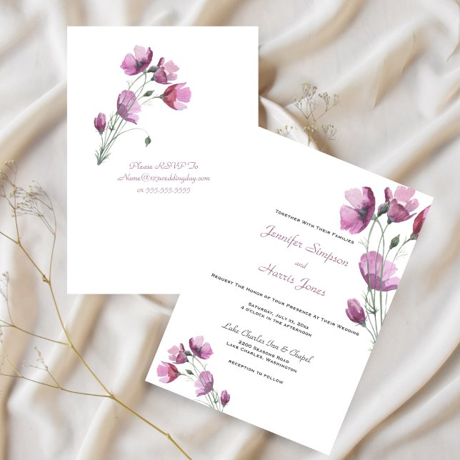 Convite Casamento de Petite de Verão de Púrpura Suave (Wedding Soft Purple Summer Petite Flowers Invitation)