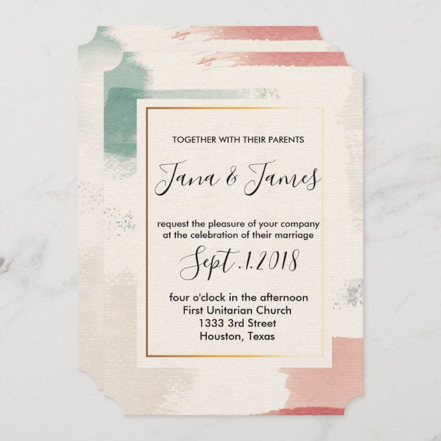 Convite Casamento de Pincel Cachorro Faux Foil (Frente/Verso)