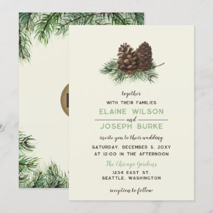 Convite Casamento de Pine Cone da Floresta de Inverno da R