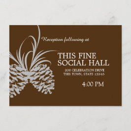 Convite Casamento de Pine Cone Silhouette Brown e Silver