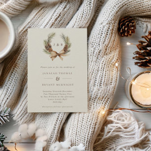 Convite Casamento de Pine de inverno Cone e Folhas de Ferr