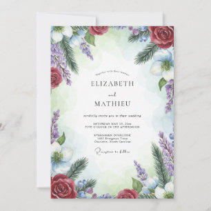 Convite Casamento de Pinheiro Eucalipto Âmbar Crimson