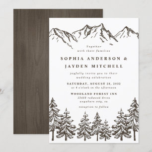 Convite Casamento de Pinheiros com Elegante de Montanha R